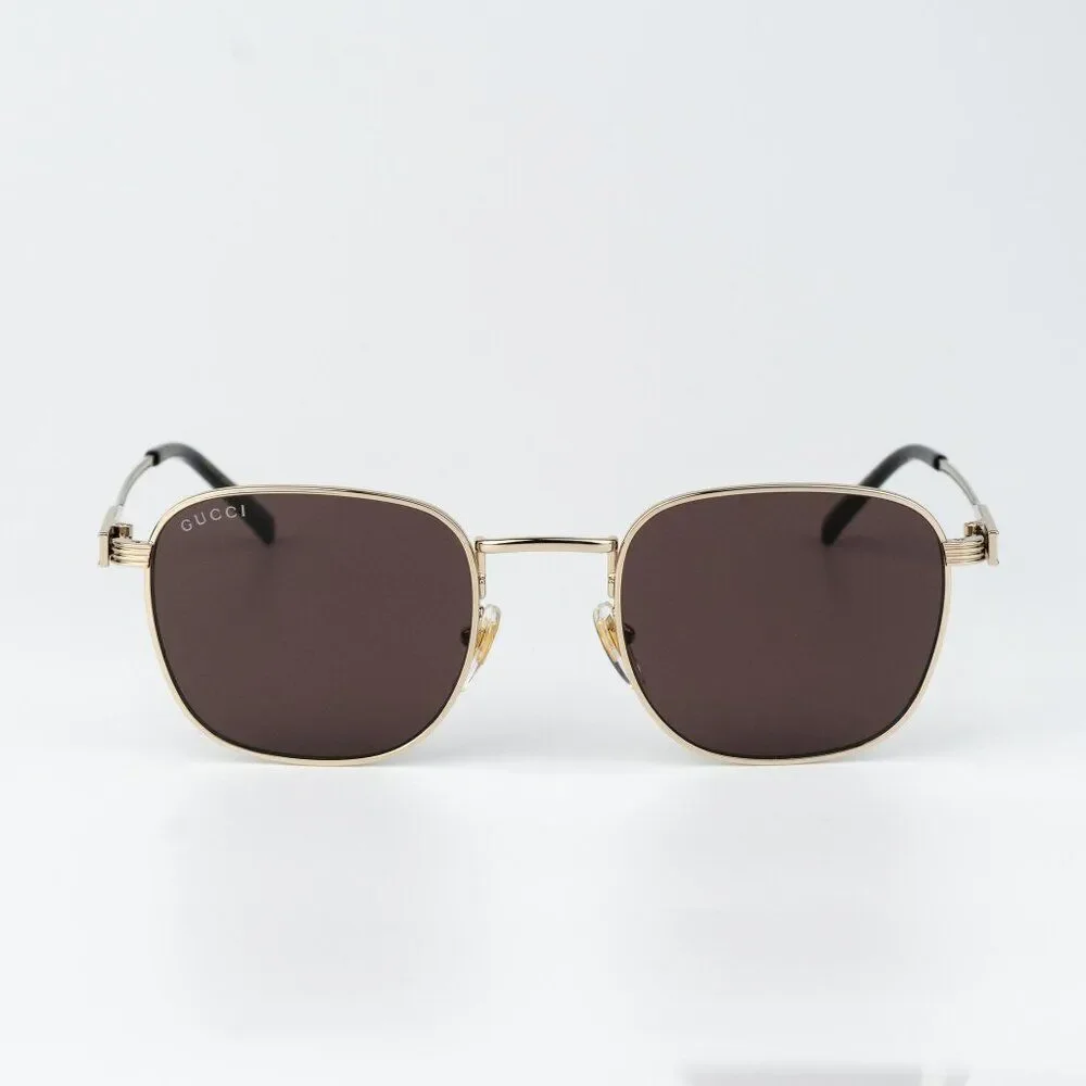 Gucci Women Sunglasses Gold Brown Square GG1876S 002 NEW AUTHENTIC